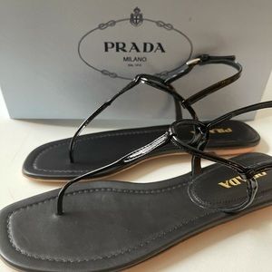 Brand New Prada Patent Leather Thong Sz 8 (38)